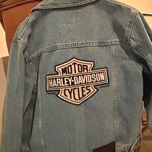 Harley-Davidson Blue Denim Jacket with Black Patch